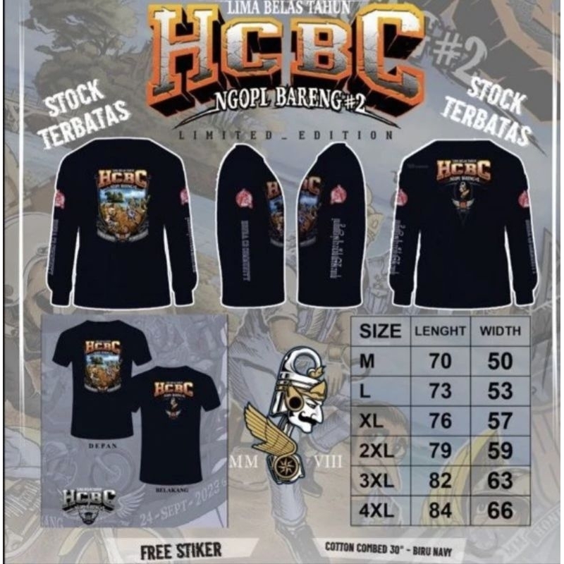 kaos HCBC malang free piagam