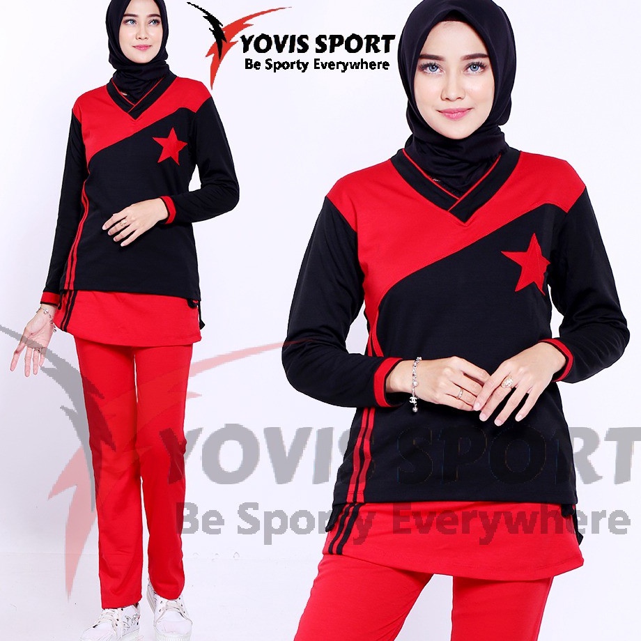 *Segera Dapatkan* Setelan senam bintang jumbo Yovis Sport / celana senam / baju senam / setelan bint