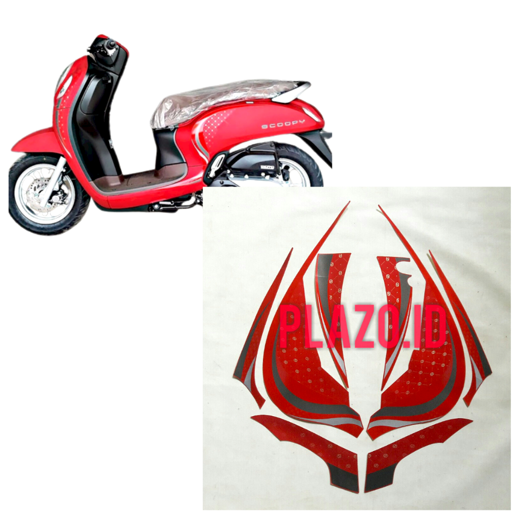 stiker motor striping honda scoopy stylish 2023 merah