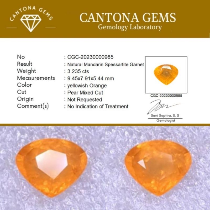 NATURAL MANDARIN GARNET 3.235 CTS HQ