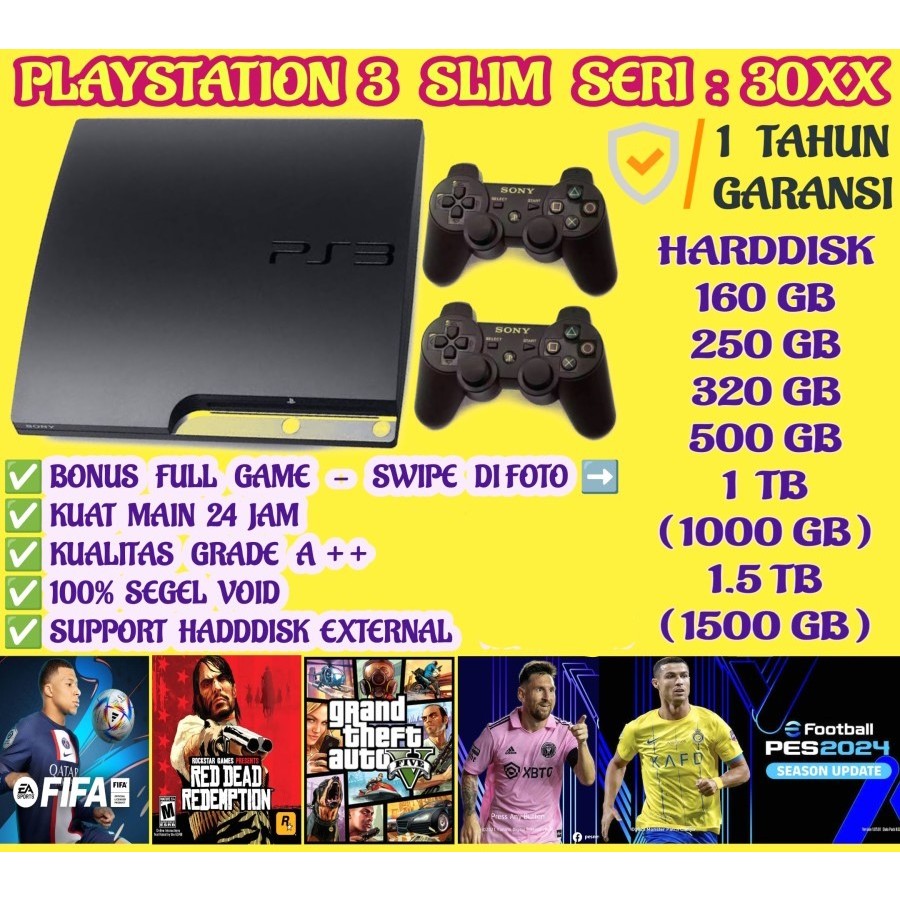 PS3 PS 3 PLAYSTATION 3 SLIM 500GB OFW/ + STIK + FULL GAME