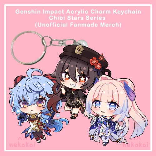 Gantungan Kunci Keychain Acrylic Transparan Charm Genshin Impact Hutao, Kokomi, Ganyu [unofficial me