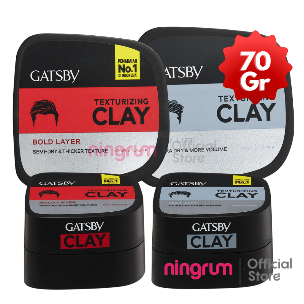 Ningrum - Gatsby Texturizing Clay 20 gr 75 gr | Bold Layer / Mat Lift | Pomade Minyak Rambut