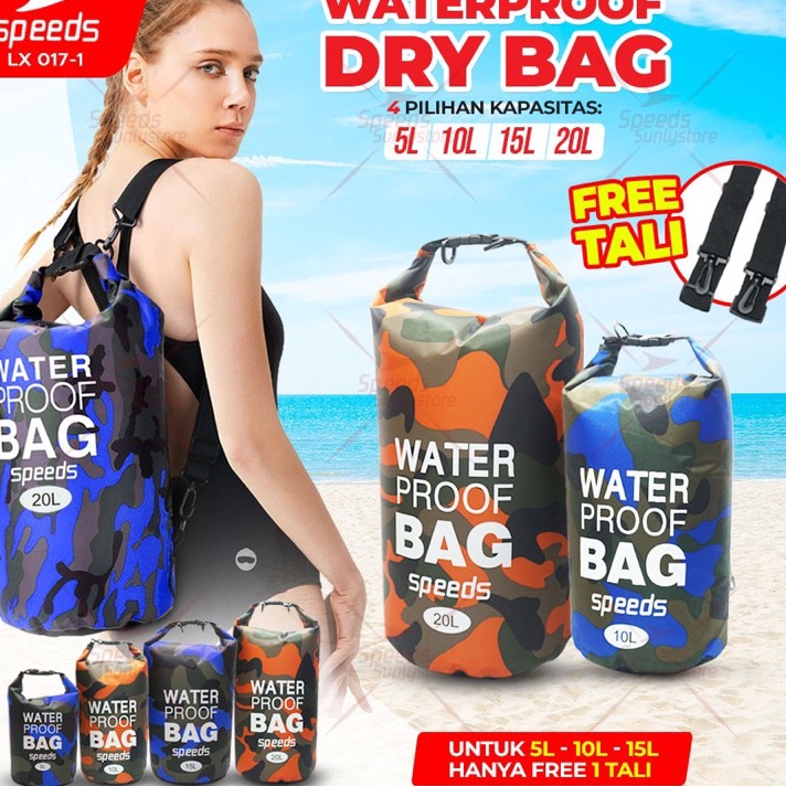 *Promo* SPEEDS Tas Anti Air Renag Pantai Waterproof Dry Bag Ransel Selempang Pelampung 017-1