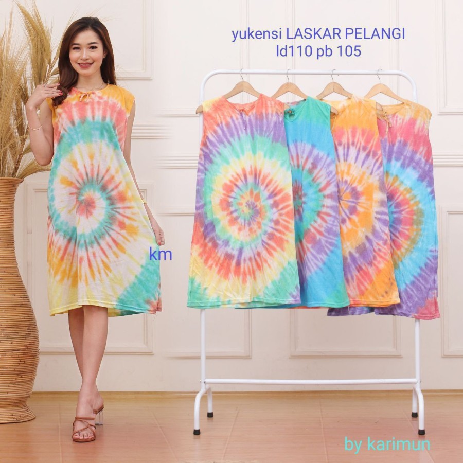 daster kaos yukensi-daster yukensi motif pelangi - Pelangi