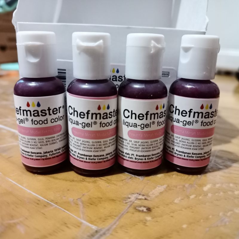 

SALE CHEFMASTER LIQUA GEL FOOD COLOR - Fuchia, Violet, Baker Rose, Rose Pink, Sky Blur