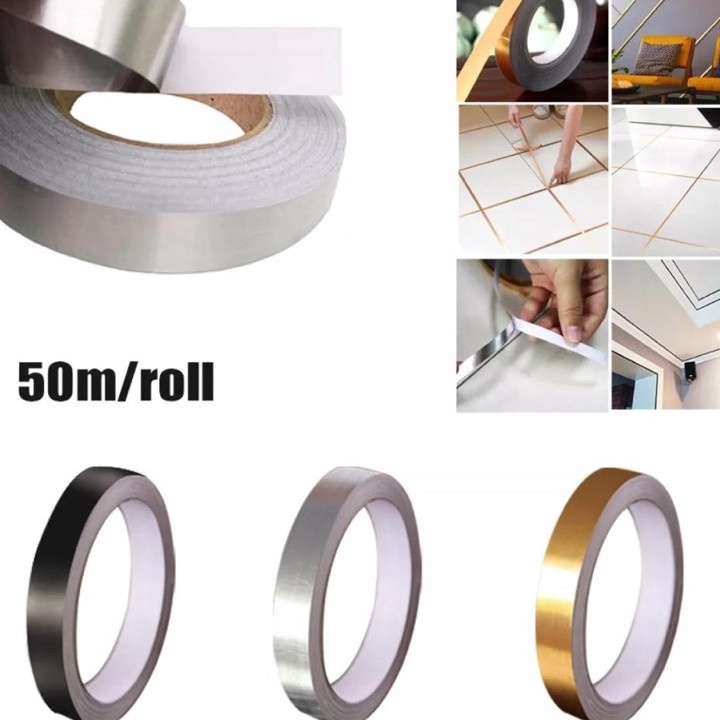 

★★★★★ 50METER Gulungan sticker 1cm-10cm pembatas nat keramik 50meter lebar 1cm