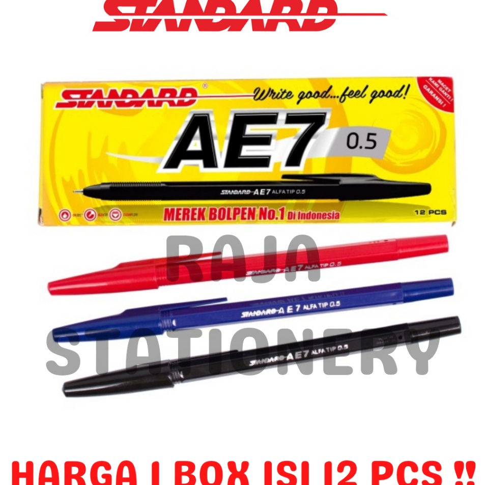 

Terbaru STANDARD BALL PEN AE7 BLACK BLUE RED 0.5 / BOLPEN PENA PEN STANDARD AE7 HITAM BIRU MERAH 0.5 [12PCS] Terbaru