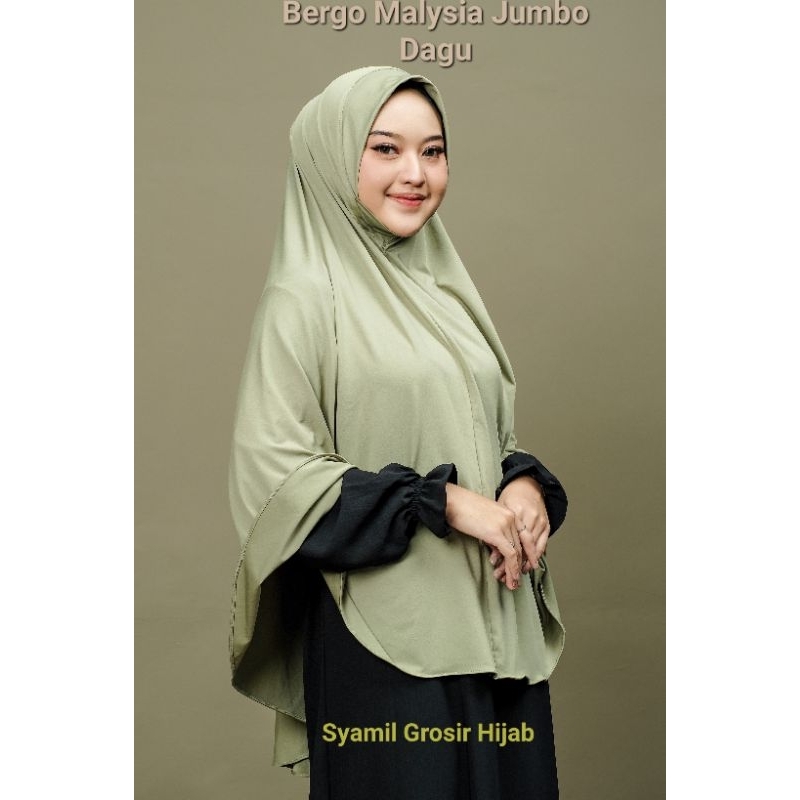 HIjab Bergo Dagu Malaysia Kerudung Istan dagu malay Jersey Jumbo Premium