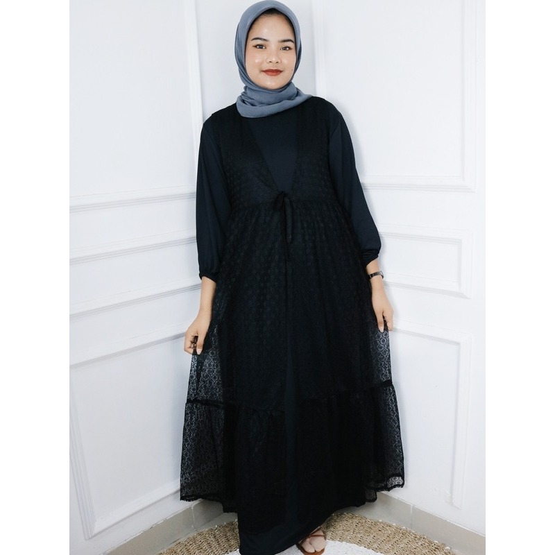 Baju Atasan Wanita SHELLA LONG OUTER BO Size M L XL Dan XXL Bahan BRUKAT KATUN IMPORT Outer Brukat C