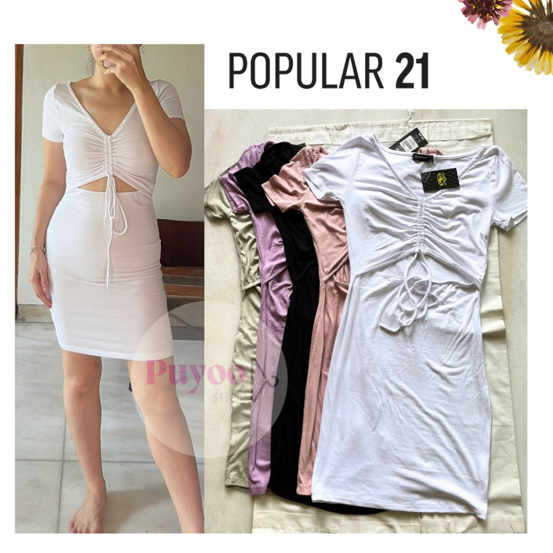 POPULAR 21 Dress Serut Tali Depan | POPULAR21 Dress Cutout Depan