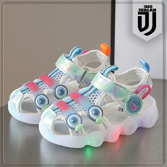 Sandal Sepatu Lampu LED Anak usia 1 2 3 4 5 6 tahun / Sandal Gunung Anak Balita Cowok Cewek Motif Lu