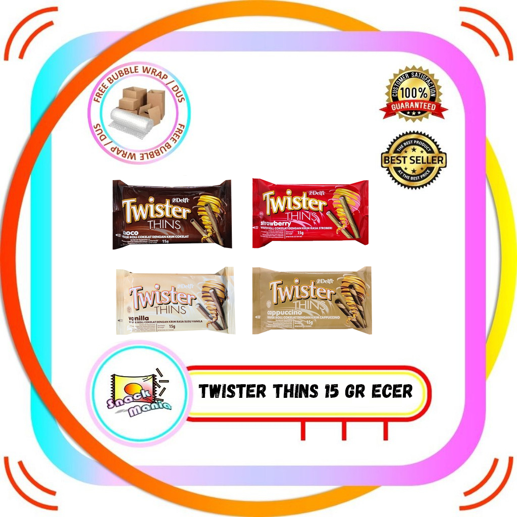 

Delfi Twister Thins Coklat Choco | Cappuccino | Vanilla | Strawberry 15 gr Sachet