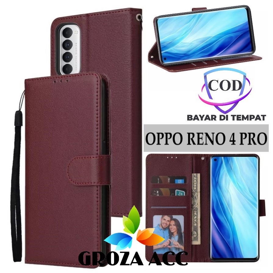 Flip Case OPPO RENO 4 PRO Case Wallet Kulit Casing Dompet Case Wallet Leather Flip Case OPPO RENO 4 