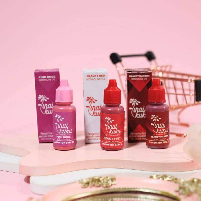 (BPOM)Henna Inai Kuku Halal Kutex Kuku Sah Untuk Sholat Warna Maroon Red Pink