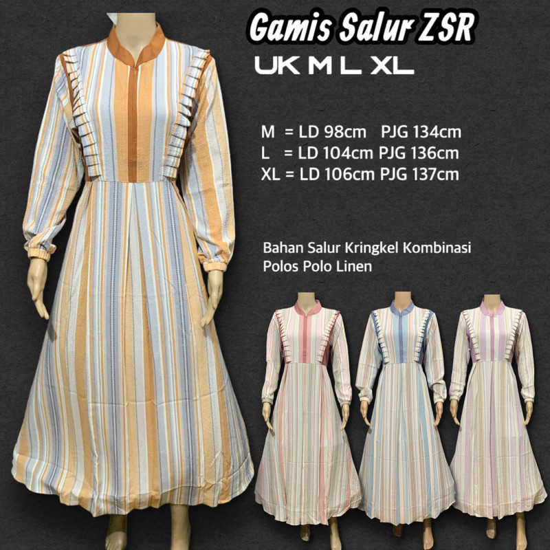 Gamis Salur Kringkel Kombinasi Polo Linen