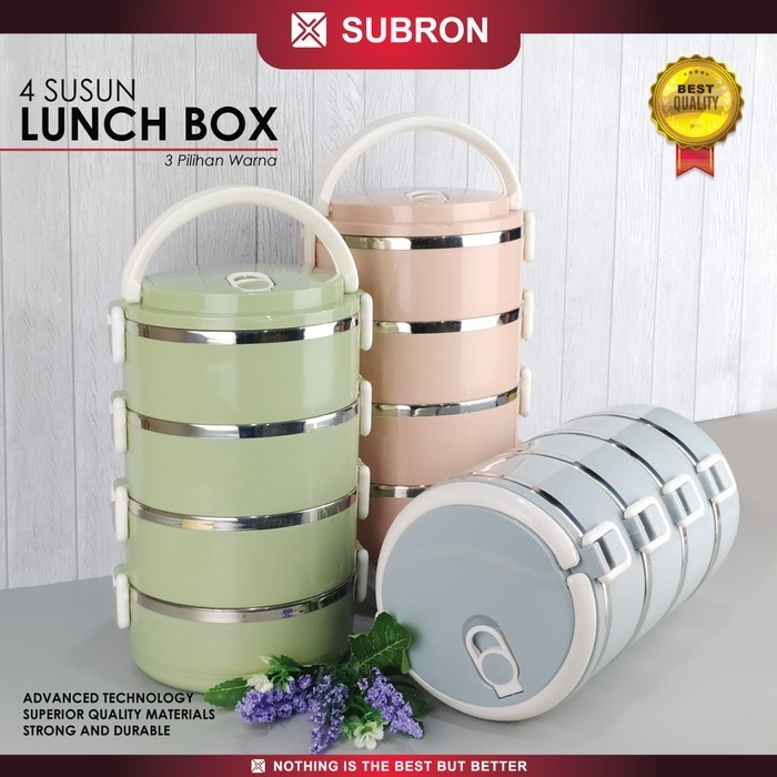 Subron Lunch Box Wadah Bekal Tempat Bekal 4 Susun Stainless