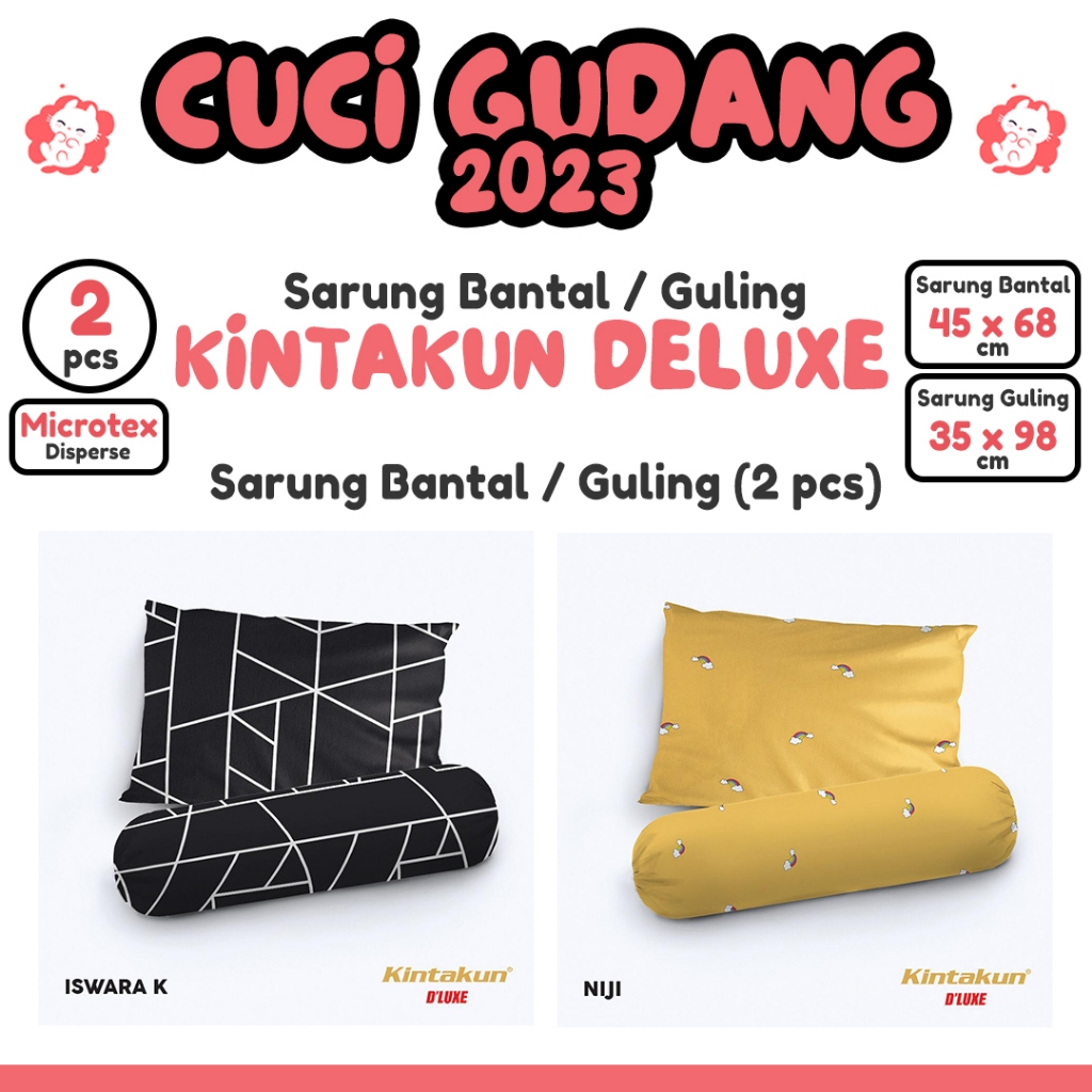 [CUCI GUDANG] Sarung Bantal / Guling (2 pcs) KINTAKUN Deluxe motif RANDOM