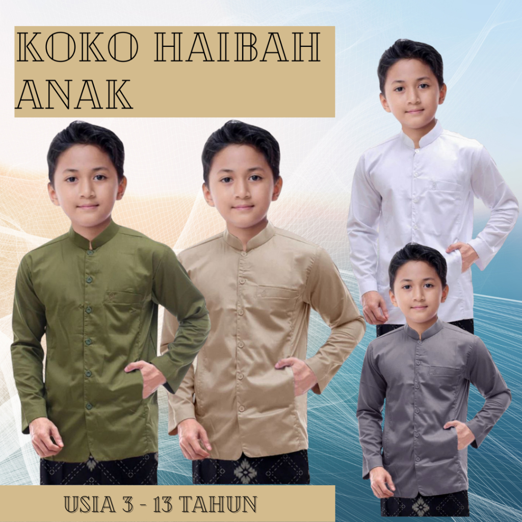 Atasan Muslim Anak Laki Laki Baju Koko Haibah Anak Laki Laki Koko Haibah Anak Usia 5 Sampai 16 Tahun
