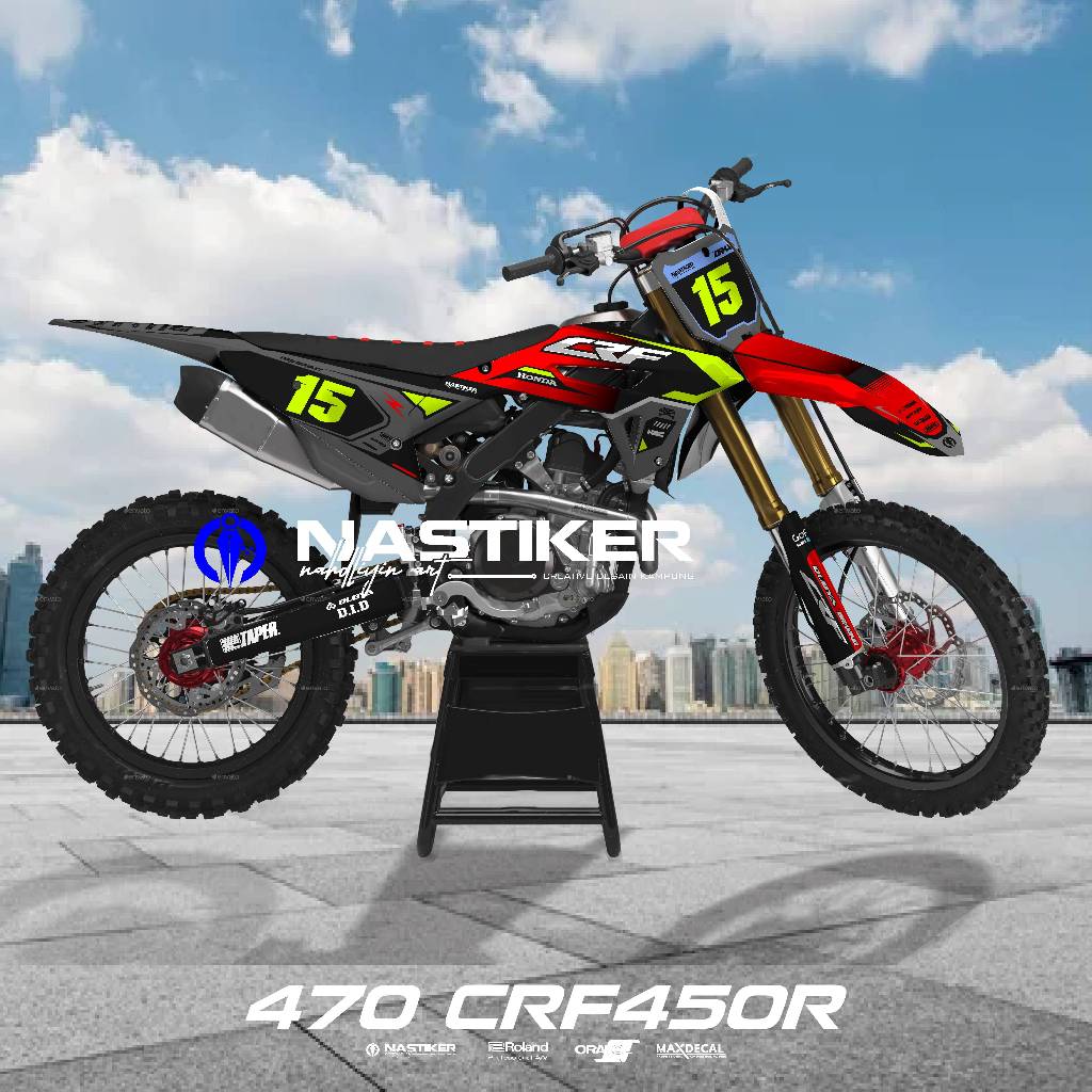 DECAL KIT HONDA CRF 450R 450 R HITAM MERAH DECAL CRF150L FUL BODY SIMPLE - DECAL CRF KOMBINASI