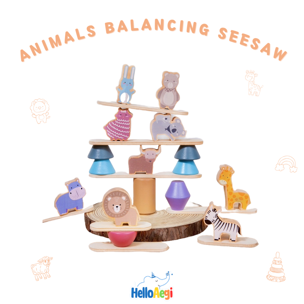 Animal Balancing Stacker Seesaw Balancing Stacking Hewan Seimbang Jenga Tower Mainan Edukasi Anak By