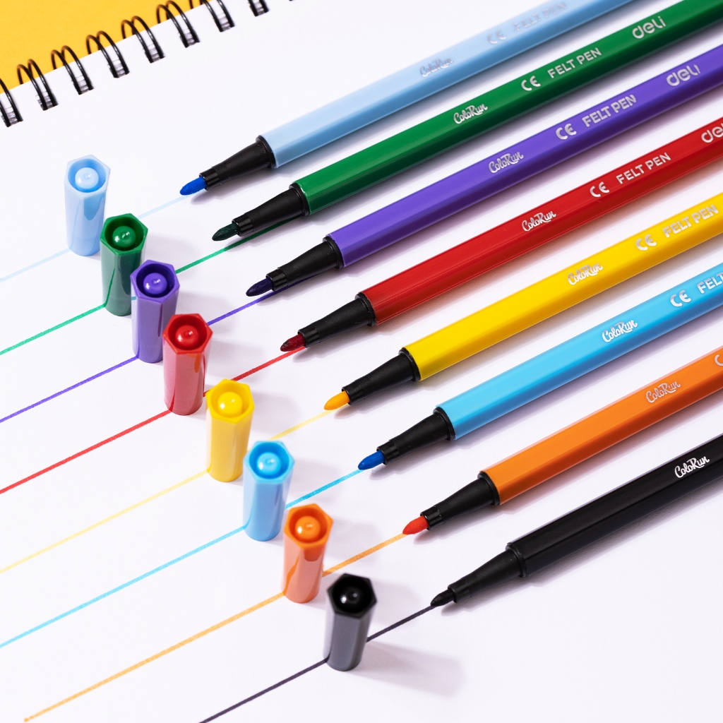 Deli Spidol Warna / Felt Pen Warna Terang Nyaman Digenggam EC156