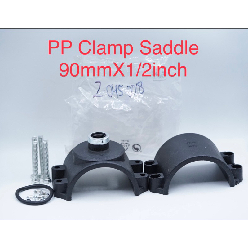 Clamp Saddle PP Klem Sadle 90 mm x 1/2 inch 90mm x 1/2 Compression Fitting Tapping Pipa PVC Clamp Sa