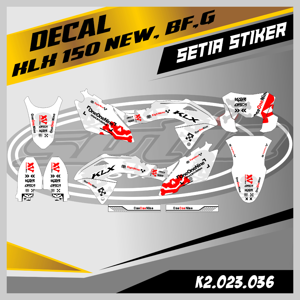 DECAL KLX BF 150 NEW, G, SE, PUTIH, SUPERMOTO, TRAIL, DESAIN BEBAS CUSTOM BARU (K2.023.036)