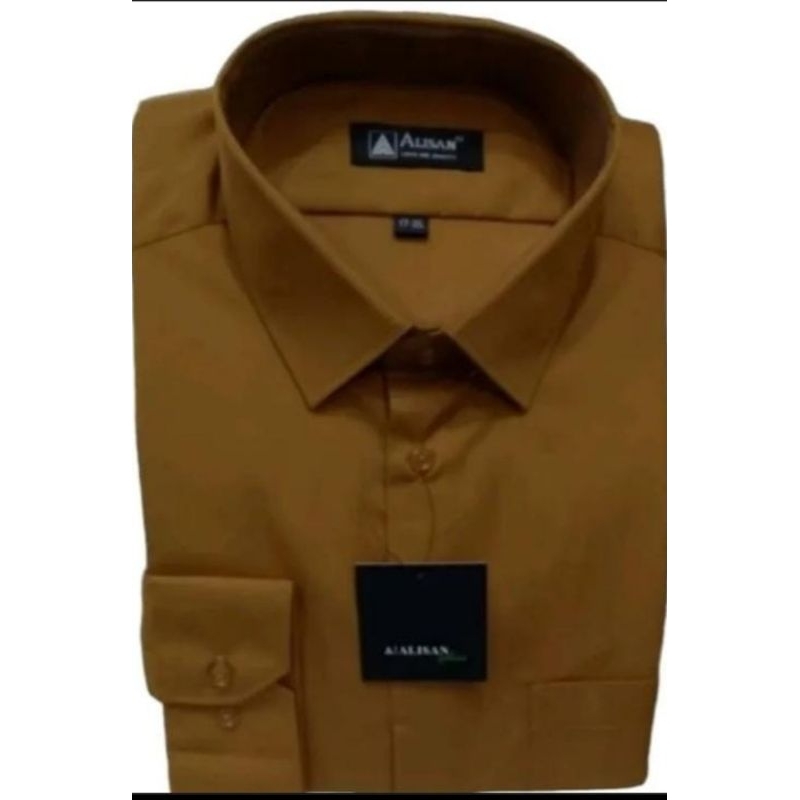 Alisan Kemeja Pria Lengan Panjang Reguler Warna Coklat 7(C7).