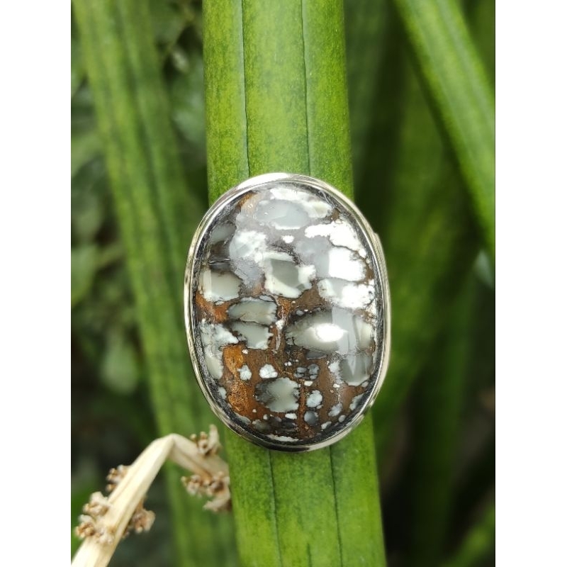 Pirus hubei/xinjiang warna unik, antik dim 34*24*8est, ring monel handmade