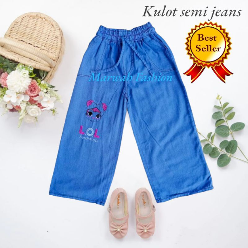CELANA KULOT JEANS LOL ANAK 4-13 TAHUN / KULOT LOL JEANS ANAK / BAWAHAN ANAK PEREMPUAN