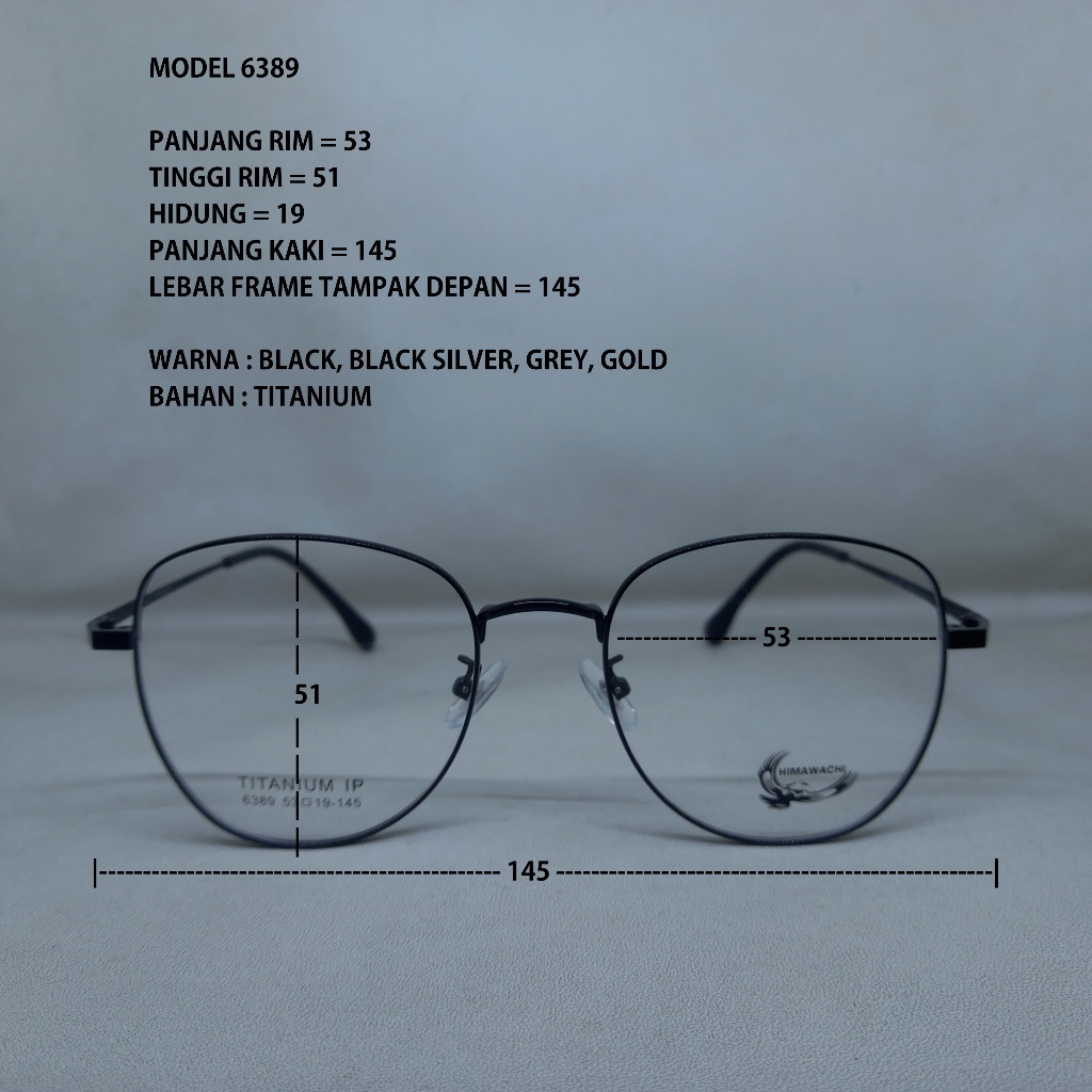 FRAME KACAMATA 6389 TITANIUM BULAT BESI BESAR PRIA WANITA