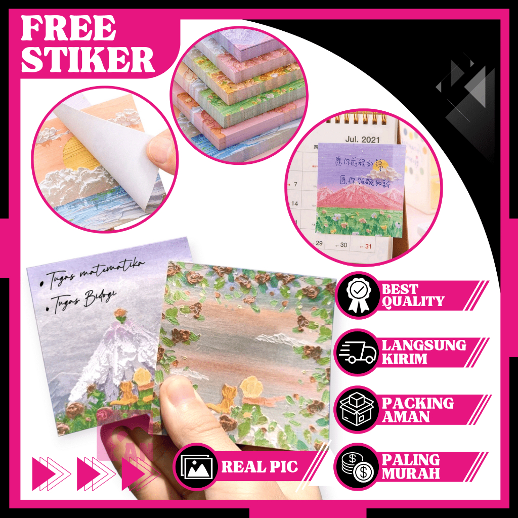 

1PCS Memo Tempel Aesthetic Sticky Notes Sticker Pengingat Scenery Pencatat Note Motif Alam Indah A035