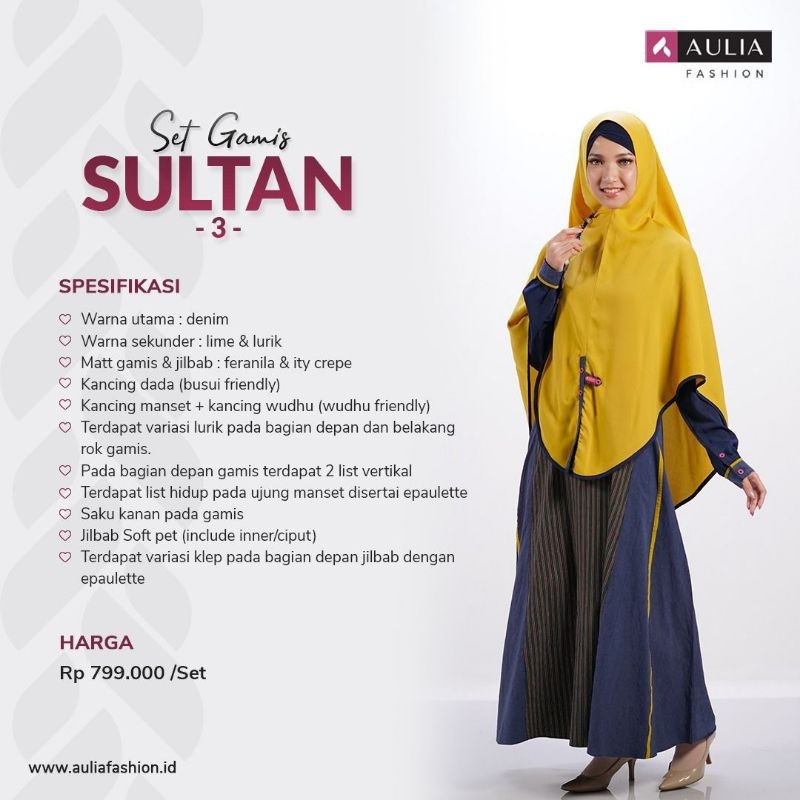 BIG SALE GAMIS SET KHIMAR AULIA/AULIA PROMO / AULIA DISKON BESAR/SET GAMIS SULTAN 3 DENIM LIME LURIK