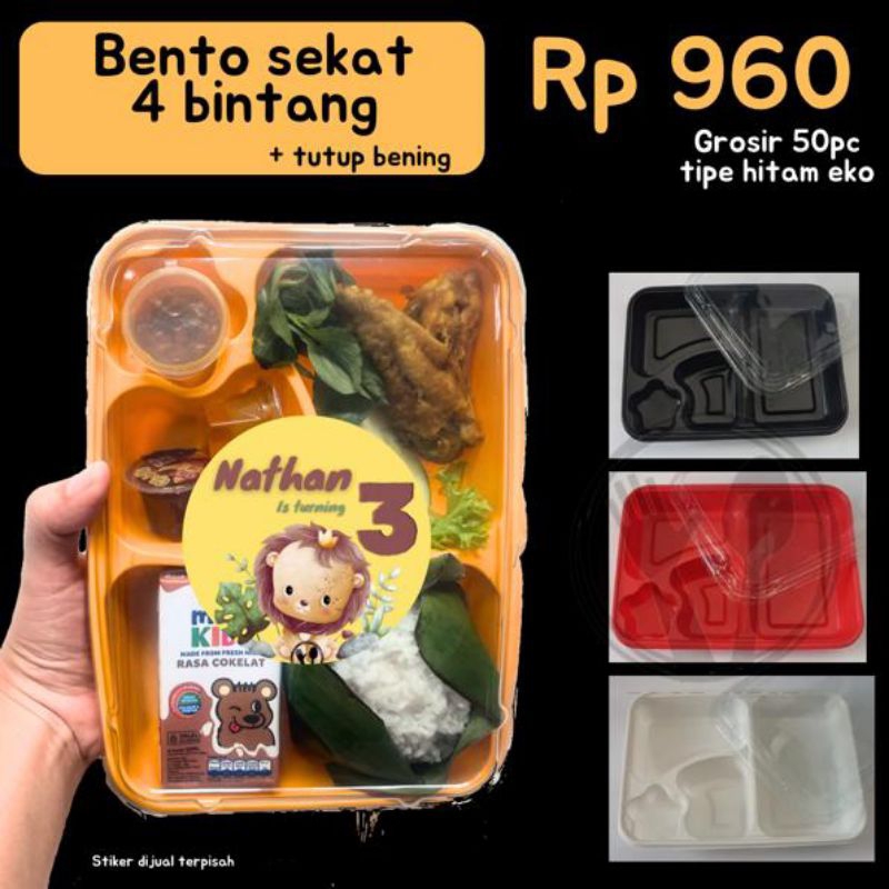[Isi 50pc] MIKA BENTO SEKAT 4 BOX BENTO PET / BENTO BOX MIKA SEKAT 4 / MIKA BENTO BINTANG