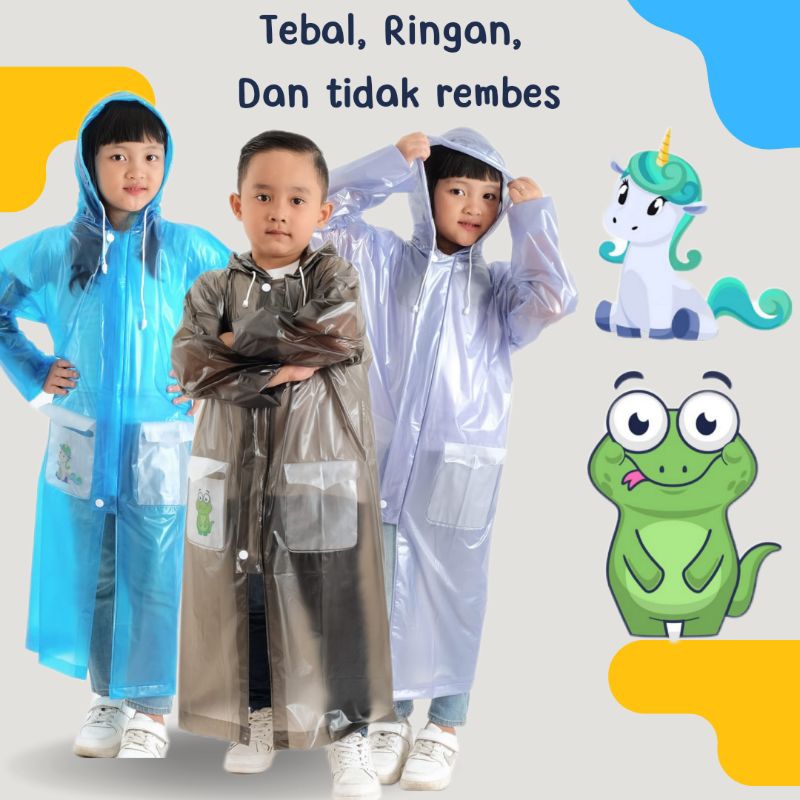 Jas Hujan Anak SD 5-10 Tahun Laki Laki Perempuan Mantel Hujan Ponco Celana