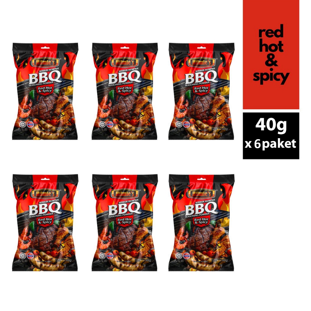 

[6 PAKET] Bumbu Bubuk Rempah marinasi BBQ Hilmie's Red Hot & Spicy - 40g untuk kambing, ayam dan daging