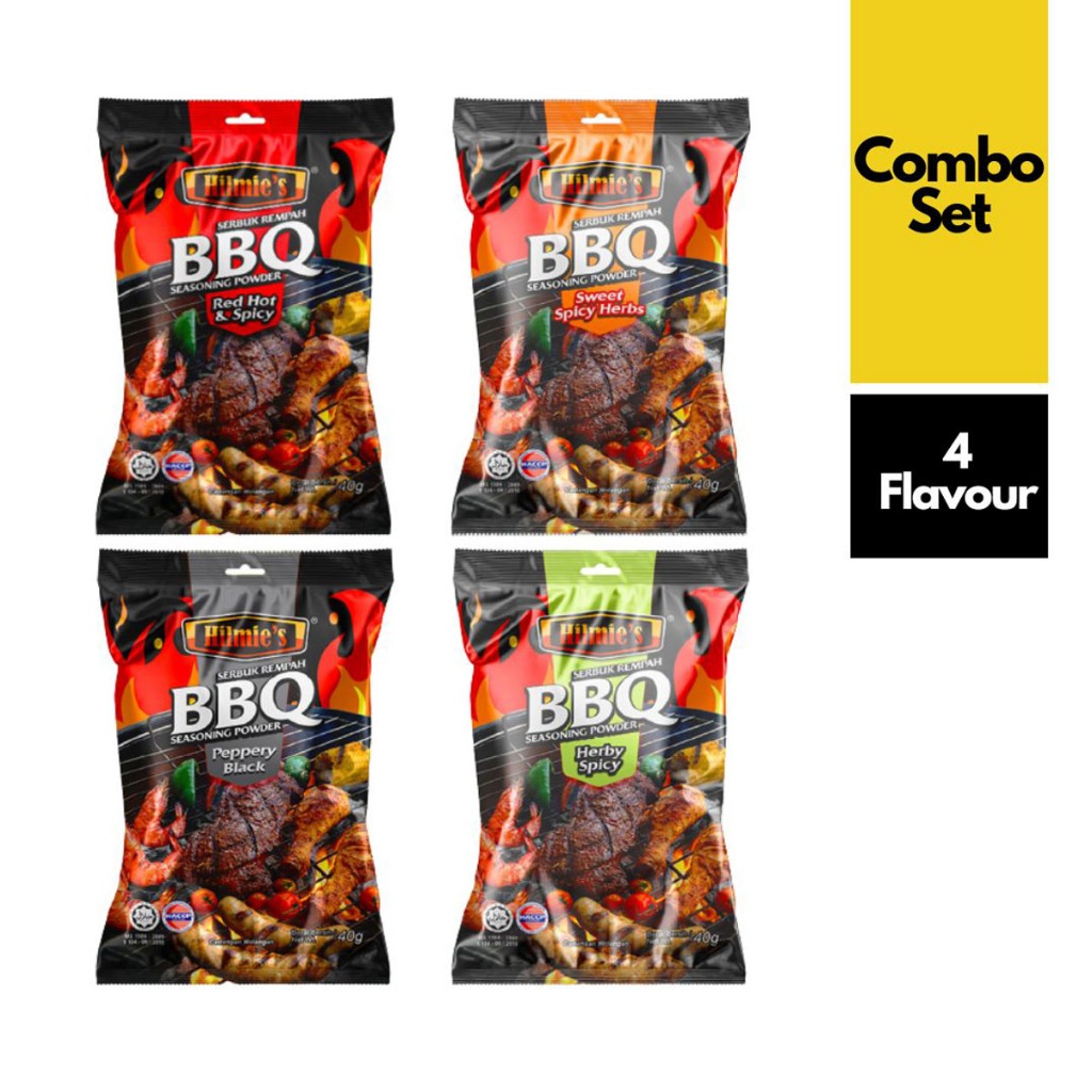 

[KOMBO 4 in 1] Bumbu Bubuk Rempah marinasi BBQ Hilmie's - 40g untuk kambing, ayam dan daging