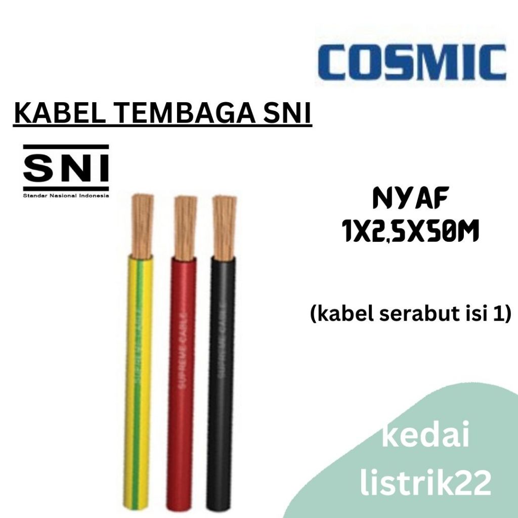 Kabel Serabut 2,5mm Kabel NYAF / Kabel Listrik / Kabel Tembaga Cosmic 50meter
