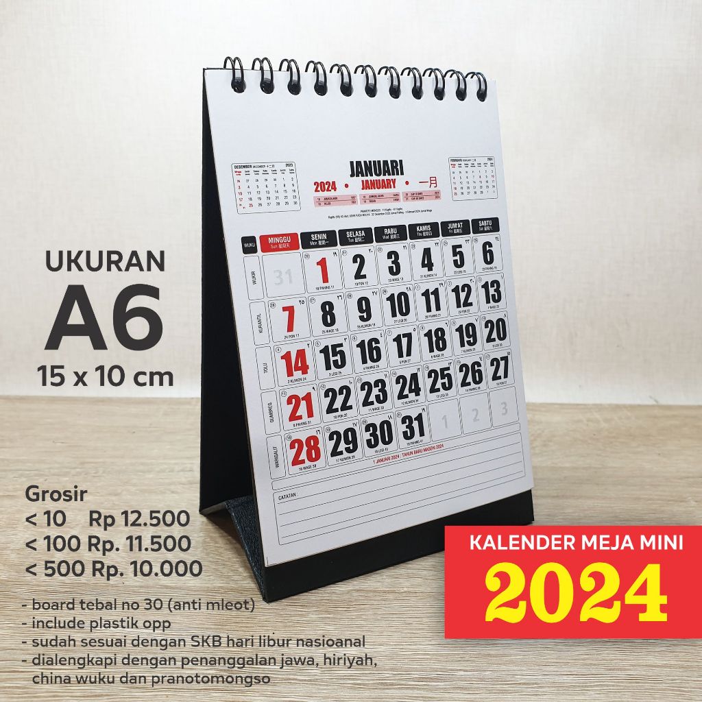 

Kalender Meja 2024 Mini 39, ukuran A6 10x15cm, kalender meja estetik, kalender meja kurcaci, kalender meja mungil imut