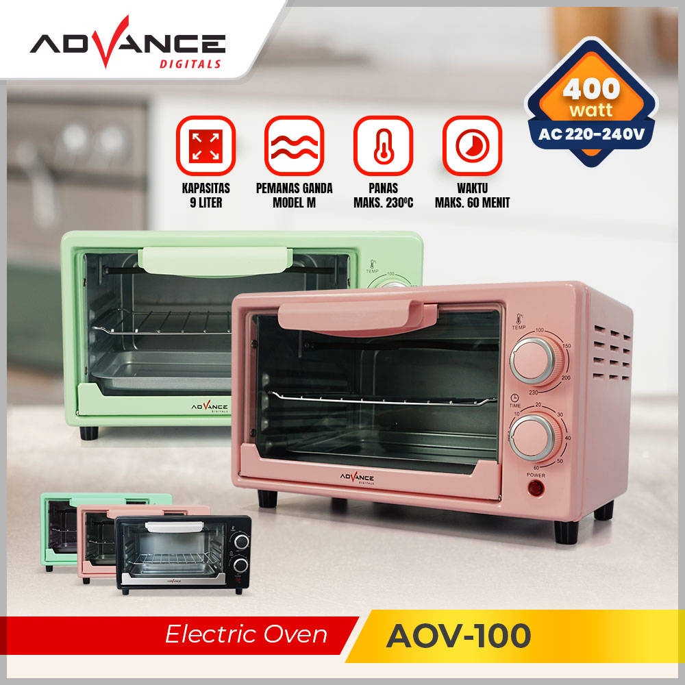 Oven Listrik Advance AOV-100 9L ADVANCE Electric Oven AOV100 Oven Listrik Kapasitas 9 Liter