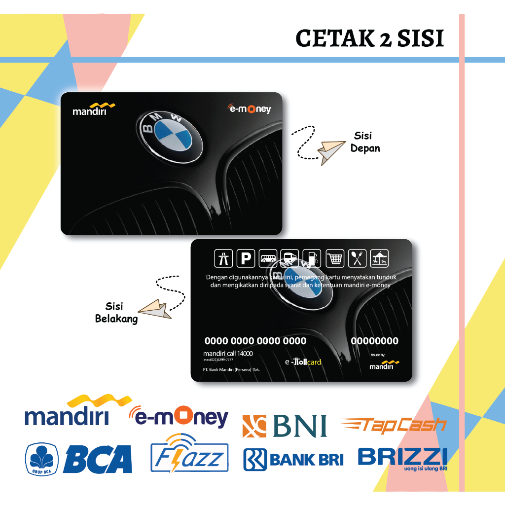 KARTU EMONEY MOBIL BMW i8 BLACK CAR KEREN MANDIRI FLAZZ BCA GEN 2 BNI TAPCASH BRIZZI BRI - 2 SISI
