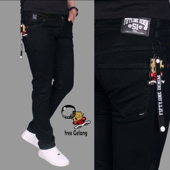 CELANA JEANS SLIMFIT-SKINNY - CELANA JEANS PANJANG PRIA BLACK JAZZ-BLACK PREMIUM