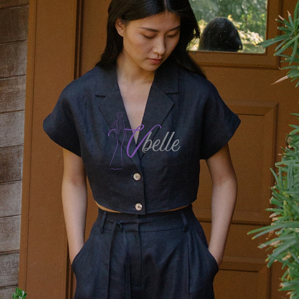 Crop linen top