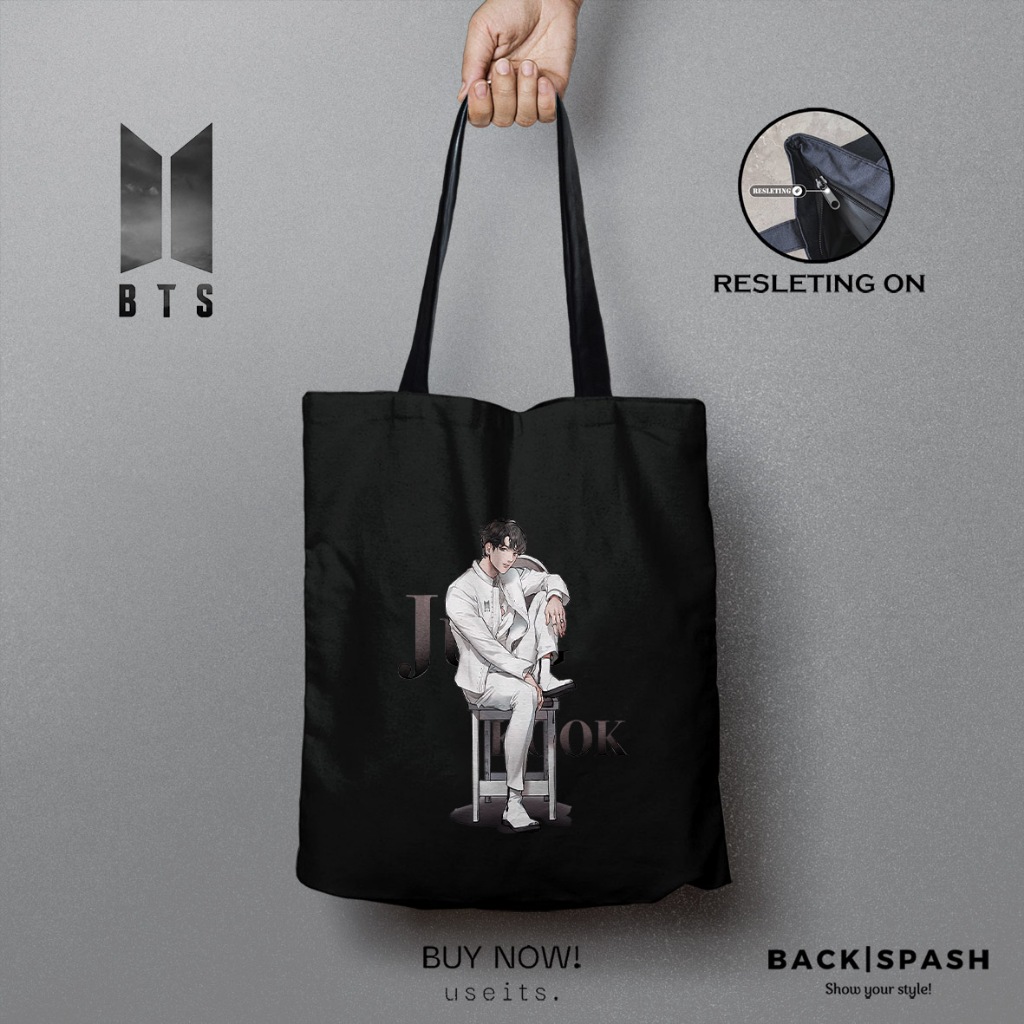 Totebag BTS ARMY Jungkook - Totebag Tas Resleting Wanita BTS ARMY THD