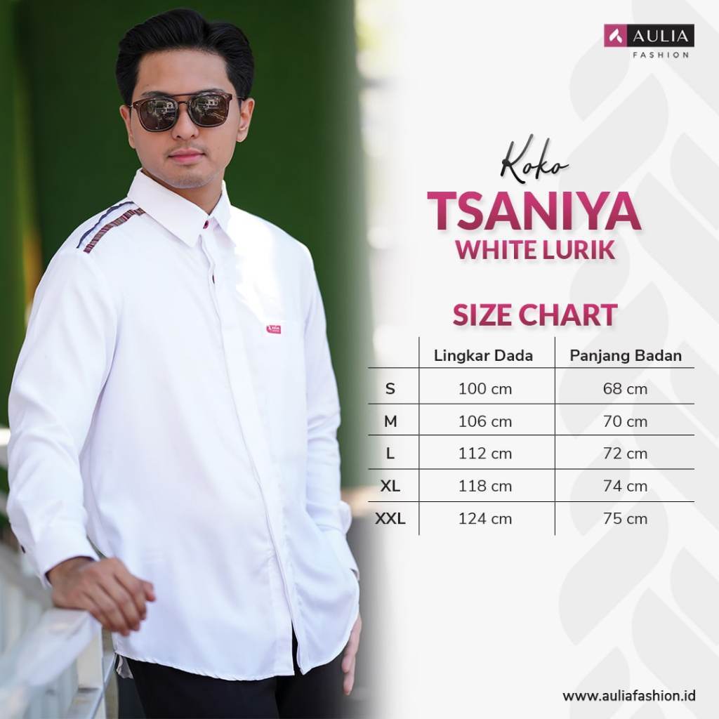 Aulia Fashion Tsaniya Baju Koko Bahan Toyobo White