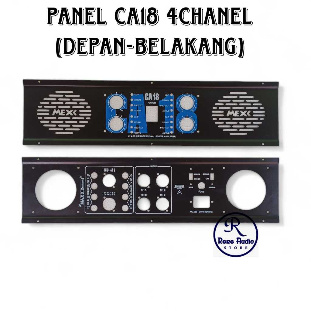 Plat CA18  4 Chanel Panel Depan Belakang Power Amplifier Stereo CA 18