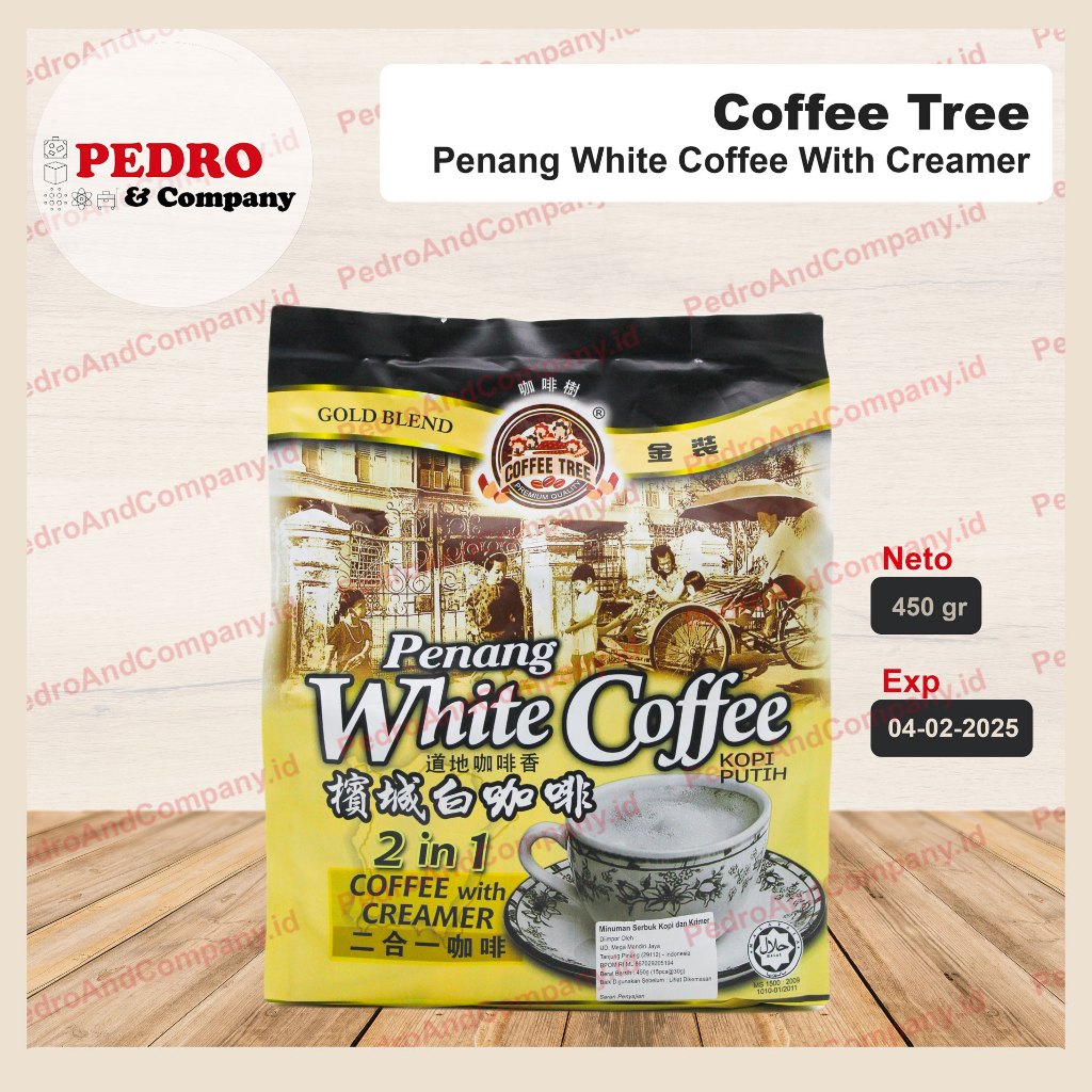 

Coffee tree penang WHITE COFFEE CREAMER kopi putih 450 gram isi 15 pc