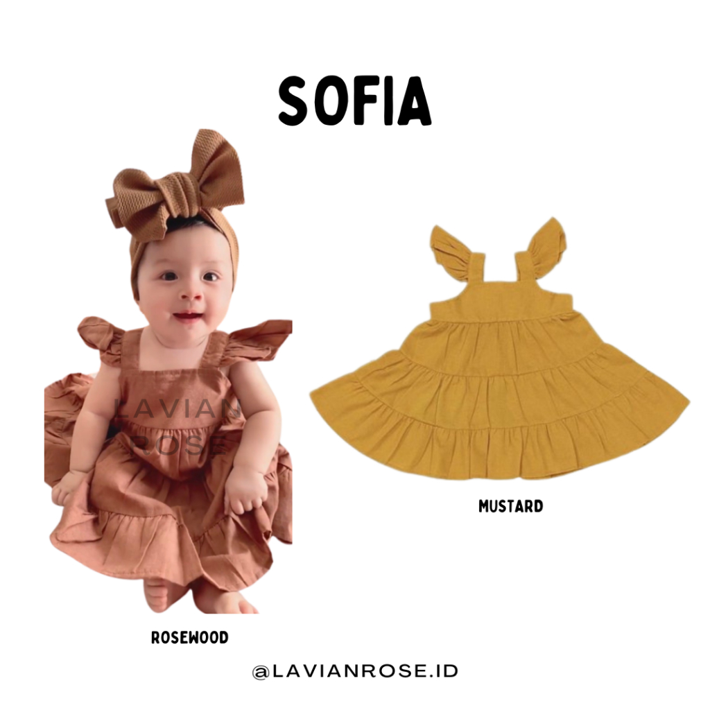 SOFIA-Dress Anak Bayi Perempuan Katun Earth Tone