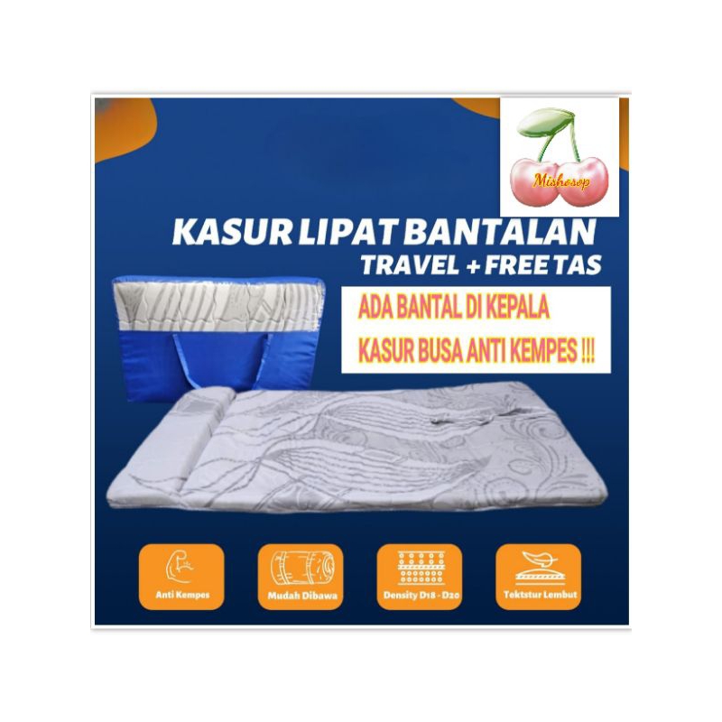 KASUR LIPAT BANTALAN BUSA PREMIUM ANTI KEMPES BONUS TAS KASUR / KASUR TRAVEL / KASUR BUSA GULUNG LAN